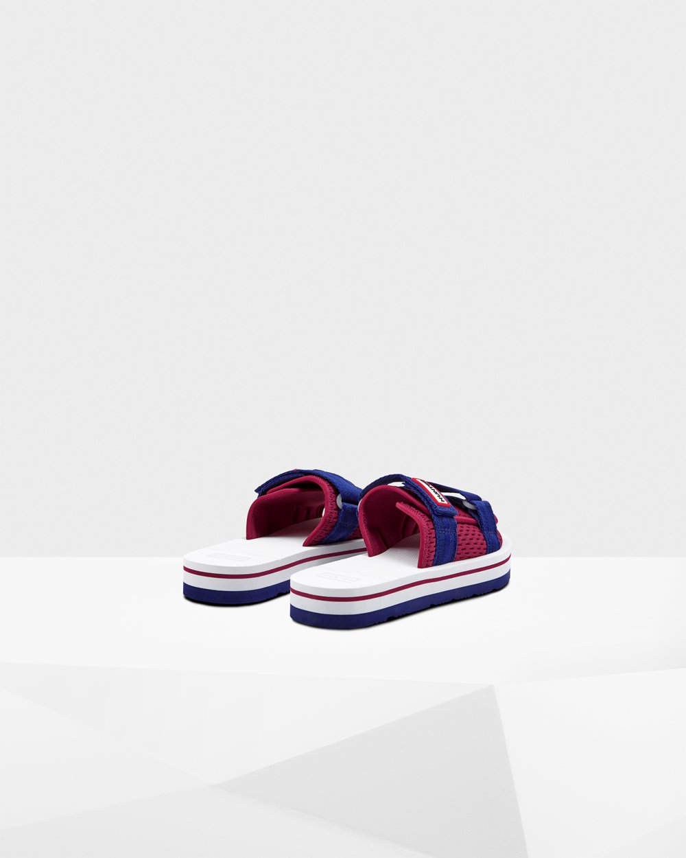 Women Hunter Original Flatform Beach | Slides White/Red/Blue | NZ-59384-XLOQ